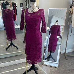 Elegant Magenta Lace Dress